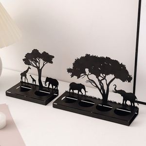 Artisanat Métallique Créatif Animaux : Bougeoirs et Ornements Éléphant, Élan, Girafe – Décoration Maison, Cadeaux d'Art de Noël - Product Image 4