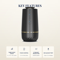 Diffuseur de parfum pour voiture en forme de tasse 50ml, aluminium aéronautique, lumière d'ambiance 7 couleurs, effet ciel étoilé, contrôle intelligent 3 niveaux, USB Type-C, OEM Noir