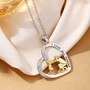 Collana di ciondolo con intagli alla moda <span class=keywords><strong>in</strong></span> oro giallo PVD placcatura padre e <span class=keywords><strong>figlia</strong></span> collana con ciondolo scultura incisa - Product Image 1