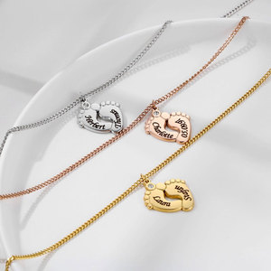 Pendentif <span class=keywords><strong>de</strong></span> cheville personnalisé en acier inoxydable 316L, résistant à l'eau et inaltérable, plaqué or 14k 18k, pour bébés, à graver - Product Image 6