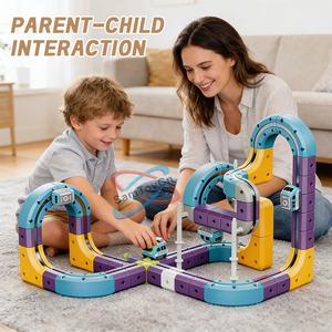 SamToyCn Nuovo Set di Cubi Magnetici SETM, Pista per Trenini Flessibile, Set di <span class=keywords><strong>Piste</strong></span> per Auto da Corsa, Giocattolo Elettrico Magico Fai-da-Te per Bambini - Product Image 2