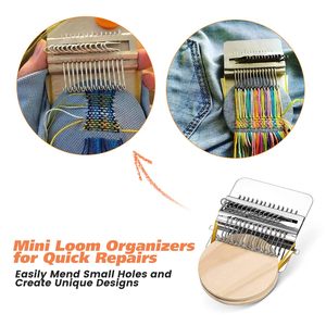 Mini métier à tisser artisanal personnalisé en laine et caoutchouc, kit de couture avec aiguille, version compacte, outil de couture - Product Image 3