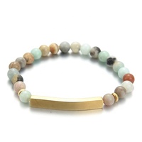 Yiwu Aceon Velle En Acier Inoxydable Coloré Perles Élastique Univers Taille Métal Entretoise Incurvé Vierge ID Bar Femme Bracelet