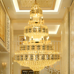 Luminaire suspendu Villa de luxe Escalier d'entrée d'hôtel à double étage Europe Grand <span class=keywords><strong>lustre</strong></span> <span class=keywords><strong>boule</strong></span> de cristal k9 long - Product Image 2