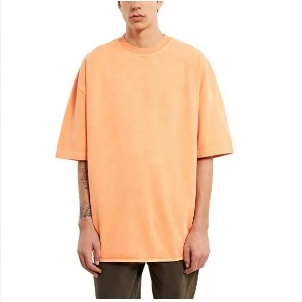 Camiseta de algodón con dobladillo curvo para hombre, camisa masculina de cuello redondo de alta calidad con dobladillo curvo y hombros largos, personalizada, de talla grande