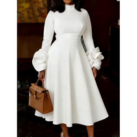 Robe florale à manches longues Wenshuo, robe unie en gros, logo personnalisé, robe décontractée coupe trapèze, marque privée
