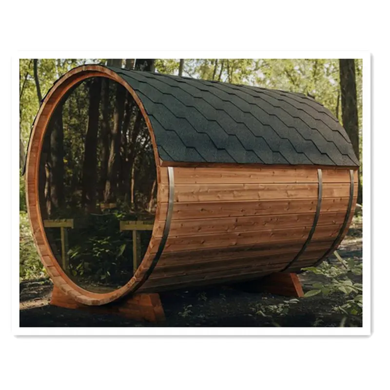 premium outdoor barrel sauna prefabricated sauna 2-8 person wet steam cube sauna