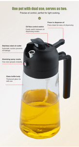 Press Type Dual Function <b>Oil</b> Bottle Spray and Pour <b>Oil</b> <b>Dispenser</b> Leak Proof Borosilicate <b>Glass</b> for Home Kitchen - Product Image 3