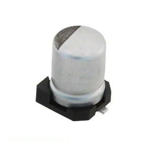 ตัวเก็บประจุแบบติดผิว (Surface Mount) รุ่น AVE107M06D16T-F ของแท้ ยี่ห้อ CAP ALUM ความจุ 100 ไมโครฟารัด 20% 6.3 โวลต์ - Product Image 1