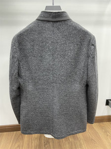 Veste ajustée de luxe pour homme en mélange de laine, <span class=keywords><strong>col</strong></span> <span class=keywords><strong>Mao</strong></span>, simple boutonnage, avec ourlet texturé - Product Image 6