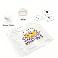 Sac souple transparent personnalisé/OEM de 1 à 10 L avec bec verseur, poignée ergonomique et anti-fuite, disponible en plusieurs tailles pour bière