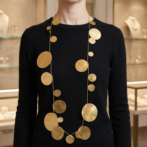 SOUMYA CREATIONS Colliers circulaires pour femmes en laiton plaqué or faits à la main, 24 pouces - Product Image 3