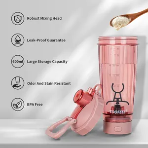 Ed Light 450Ml Aangepaste Elektrische Shaker Flessen Voor Proteïne Mixen Draagbare Automatische Proteïne Waterfles Met Led Licht