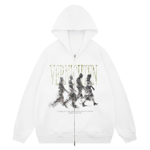 Premium Custom Unisex Silhouette Hoodie Avant-Garde <strong>Zip</strong>-Up Streetwear Jacket Minimalist <strong>Shadow</strong> Print Hooded Collar Casual Plaid - Product Image 6