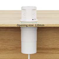 Centro de alimentación emergente de alta resistencia 7 en 1 con base inalámbrica de 15W, 4 tomas de corriente, puertos USB-A y USB-C PD de 20W, y toma de corriente de mesa de 120mm para cocina