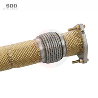 SD Hochleistungs-Downpipe mit Katalysator für Porsche Cayenne 958 GTS 4.8L 2012-2014 Racing T304 Auspuff mit Gold-Hitzeschild