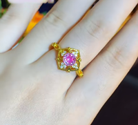 Bague en acier inoxydable plaqué or 18 carats, résistante à l'eau et inaltérable, motif fleur rose, de la marque Fanhua.