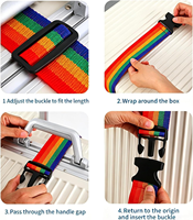 Sangle de bagage arc-en-ciel personnalisée, ceinture de voyage sécurisée avec boucle en plastique réglable pour valise