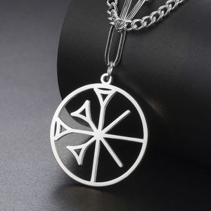 Collier Myshape Symbole Annunaki, Pendentif Anu Cunéiforme, Mythologie Sumérienne, Acier Inoxydable, Bijoux Religieux Mésoptamien - Product Image 1