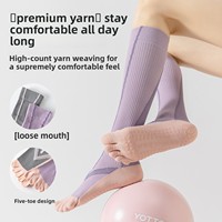 Chaussettes longues antidérapantes pour femme, pour yoga, pilates, cyclisme, course à pied, sport, fitness, cinq orteils, en nylon, sans couture, anti-odeur