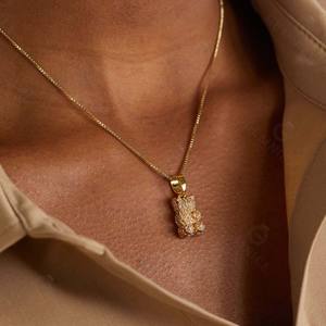 เครื่องประดับ<span class=keywords><strong>2022</strong></span>อัญมณีเงิน925เพทายขนาดเล็กหลายเงางามสร้อยคอจี้หมี - Product Image 2