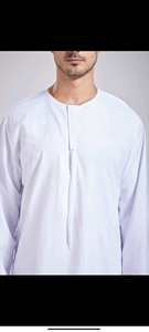 ملابس رجالية إسلامية من Qamis, عباءة عربية عالية الجودة باللون الأبيض والشرق الأوسط برقبة دائرية وعنق دائري ، ملابس للمسلمات بدبي بتصميم جديد للبيع بالجملة - Product Image 3