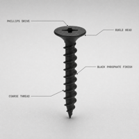 Vis autotaraudeuse pour cloisons sèches C1022A, métrique M6, tête bombée Phillips, DIN7505, filetage grossier, acier au carbone C1022A