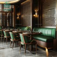 Luxe haut de gamme rond demi-cercle en cuir incurvé hôtel café restaurant Table chaise ensembles stand sièges meubles stand