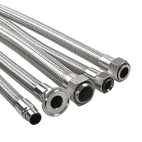 Tuyau flexible métallique corrugué haute pression en acier inoxydable tressé, résistant à la corrosion et aux hautes températures, avec bride