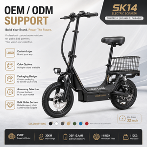 สกู๊ตเตอร์ไฟฟ้าแบบนั่งสำหรับผู้ใหญ่ ขนาด 14 นิ้ว 36V 10.4Ah ระยะไกล รุ่น SK14 พร้อมตะกร้าหลัง ดีไซน์นั่งสบาย เบาะนั่งแบบ Ergonomic - Product Image 2