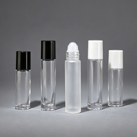 Flacons compte-gouttes cylindriques miniatures en verre dépoli transparent de 15 ml et 20 ml pour huiles essentielles et soins de la peau avec bouchon blanc ou noir
