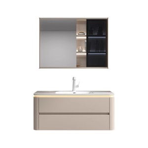 Moderno y sencillo gabinete de baño inteligente para montar en la pared con LED integrado y curvado en caliente. - Product Image 5