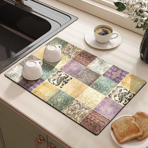 Alfombrilla de cocina tipo patchwork, 30x40cm, 40x60cm, rectangular, absorbente, de poliéster, para encimera, baño, antiescaldaduras, aislante del calor - Product Image 5