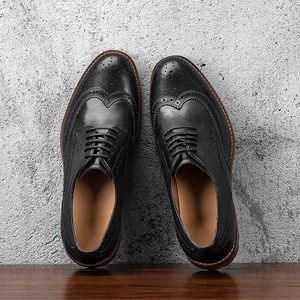 Vente directe usine – Chaussures habillées brogues montantes en cuir véritable à lacets pour homme, idéales pour l'automne/hiver, le bureau et la carrière - Product Image 3