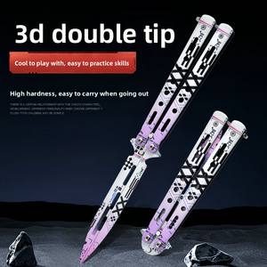 Cuchillo de Mariposa de Acero Inoxidable sin Filo para Práctica, Venta al por Mayor de Fábrica, Juguete de Entrenamiento de Movimiento Manual para Juego CSGO - Product Image 1