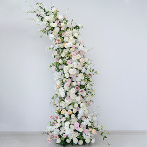 White Pink Ox-Horn Archway Wedding Proposal Ceremony Photography Storefront Window <b>Stage</b> <b>Prop</b> Decorative Handmade Silk Flowers - Product Image 4