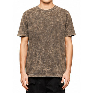 เสื้อยืดคอกลมทรงเข้ารูปผ้าฝ้ายฟอกสีพื้นเรียบง่ายสำหรับผู้ชาย คอลเลคชั่นฤดูร้อน ผลิตตามสั่ง สวมใส่สบาย ขายดี - Product Image 2