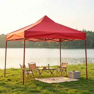 Tente de marché commerciale pliable portable 3x3M, rouge vin, structure en fer, imperméable, logo personnalisé pour stand de vendeur extérieur - Product Image 1