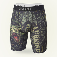 Boxers pour hommes personnalisés en polyester et élasthanne avec imprimé crocodile de la jungle et ceinture à logo