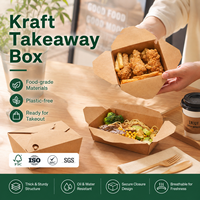Boîte à lunch pliable en carton kraft avec logo personnalisé pour la livraison de repas à emporter des restaurants