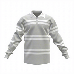 Camiseta de Rugby a Rayas para Hombre, Manga Larga, Cuello Camisero, Transpirable, de Poliéster, para Deporte, Todas las Temporadas, Corte Regular - Product Image 5