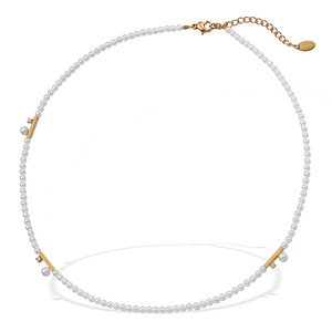 สร้อยคอไข่มุกเทียม ดีไซน์เรขาคณิต ชุบทอง 18k ประดับเพชรซิร์คอน สำหรับใส่ทุกวัน - Product Image 5