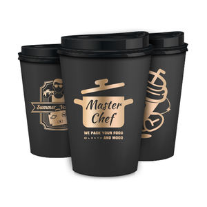 Pour LOKYO personnalisé jetable 12oz 8oz 6oz noir jaune doré papier tasse à café couvercle écologique pour vin boissons gazeuses Tequil - Product Image 1