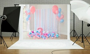 <span class=keywords><strong>Sfondo</strong></span> Fotografico 7x5ft per Compleanno, Fondale con Palloncini per 3° Compleanno, <span class=keywords><strong>Sfondo</strong></span> per Baby Shower, Palloncini <span class=keywords><strong>Rosa</strong></span>, Accessori per Foto - Product Image 3