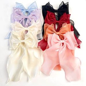 16cm * 26cm Super Fada Grandes Camadas Duplas Brilhante Organza Hairpins Dots Bowknots Francês Clipe Rabo de Cavalo Acessórios para Meninas Mulheres - Product Image 1