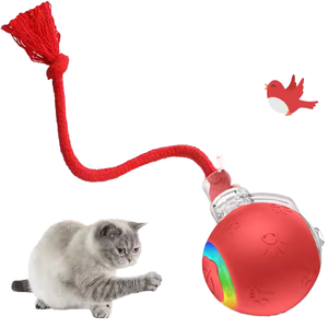 신상품 USB 충전식 스마트 고양이 장난감, 반려동물을 위한 새소리 나는 인터랙티브 실리콘 롤링 토이 - Product Image 2