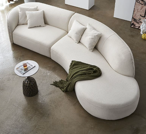 Italienisches Licht Luxus Modernes gebogenes Sofa Nordic Minimalist Tech Stoff Massivholz rahmen Edelstahl Wohnzimmer Internet - Product Image 5