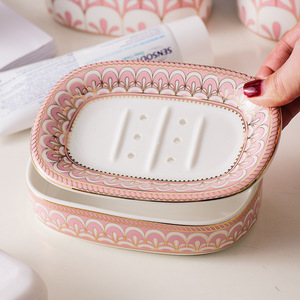 Ensemble de salle de bain 5/6 pièces avec plateau, ensemble d'accessoires de toilette en céramique pour couple, ensemble d'accessoires de lavage en porcelaine - Product Image 3