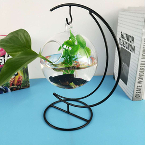 <span class=keywords><strong>Boule</strong></span> suspendue en <span class=keywords><strong>verre</strong></span> pour plantes aquatiques, mini sphère, aquarium avec support en fer, décoration - Product Image 3