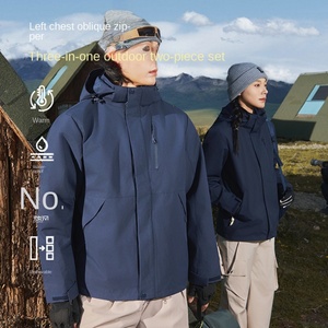 Autumn Winter Three-in-One Outdoor Overalls Left Chest Oblique Zipper Stand Solid Windproof Waterproof Custom Spot Wholesale - Product Image 1